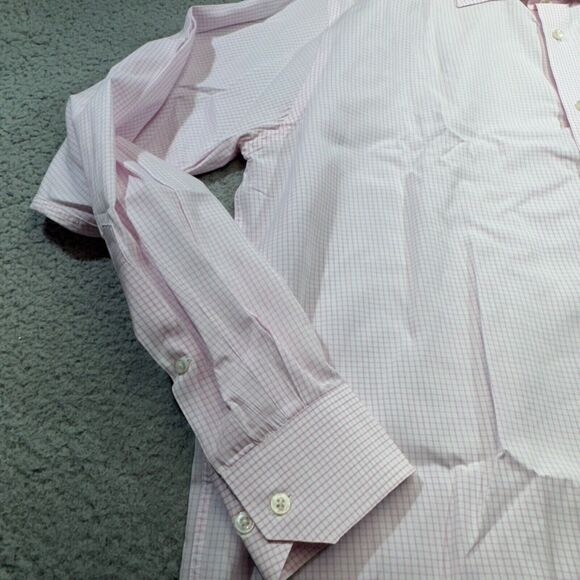 J Peterman Shirt Men 17.5 Graph Check Dress Barrel Cuff Casual Portugal 36.5 - Picture 14 of 16